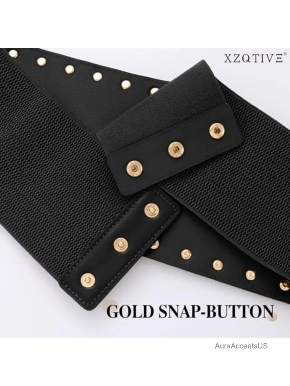 Wide Corset Dress Belt with Studs Elastic Waist Punk Belts for Women